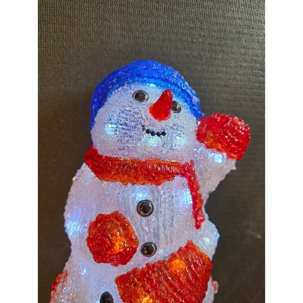 Vtg Seasons Design Stacked Acrylic White LED Light Up Snowmen Holiday Decor